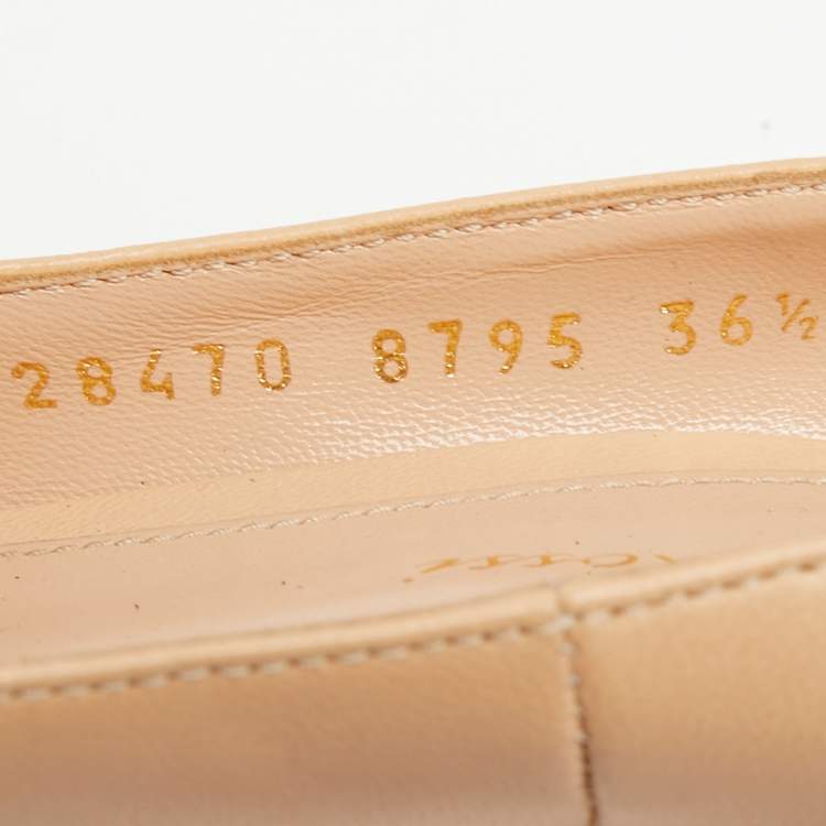 Pre Owned Gianvito Rossi Beige Leather Continuity Pumps Size 36.5