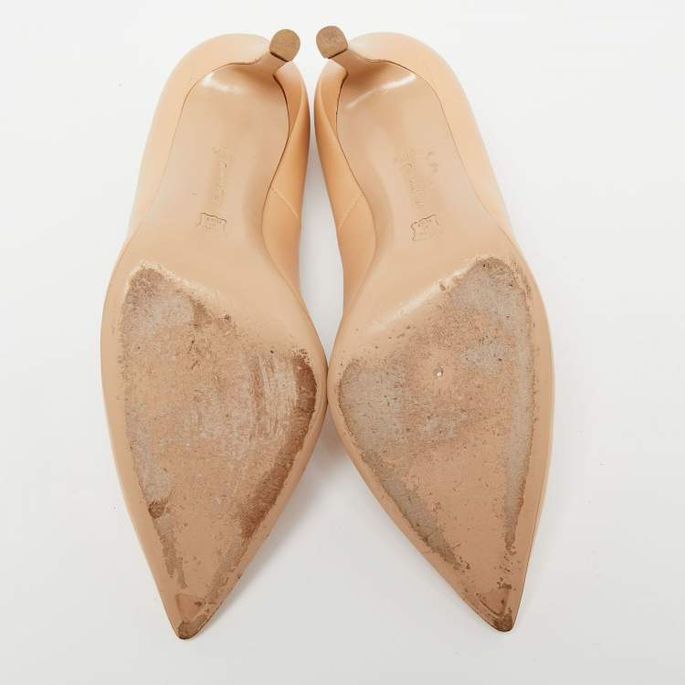 Pre Owned Gianvito Rossi Beige Leather Continuity Pumps Size 36.5