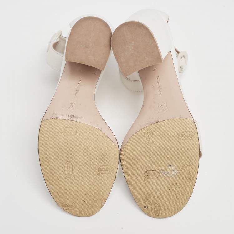 Pre Owned Gianvito Rossi White Leather Ankle Strap Portofino Sandals Size 36