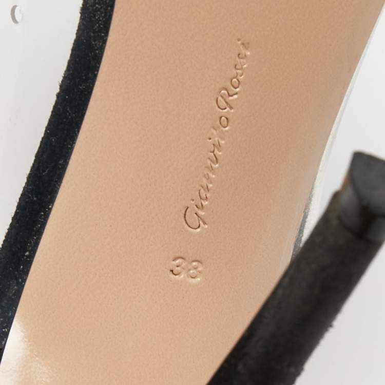 Pre Owned Gianvito Rossi Black Suede and PVC Plexi Pumps Size 38