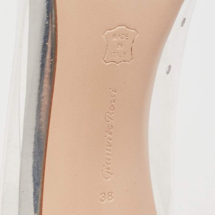 Pre Owned Gianvito Rossi Silver Leather and PVC Plexi Pumps Size 38