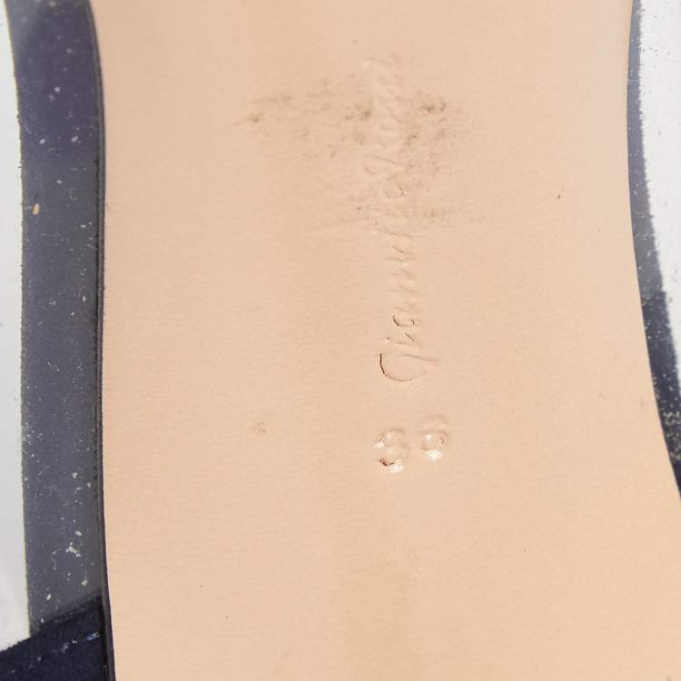 Pre Owned Gianvito Rossi Navy Blue Suede  And PVC Plexi  Pumps Size 36