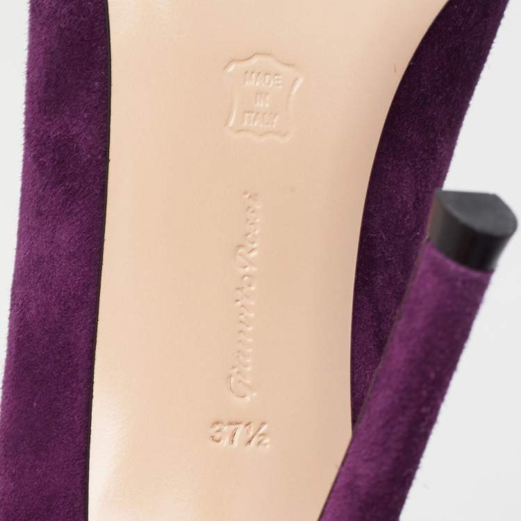 Pre Owned Gianvito Rossi Purple Suede Pointed-Toe Pumps Size 37.5