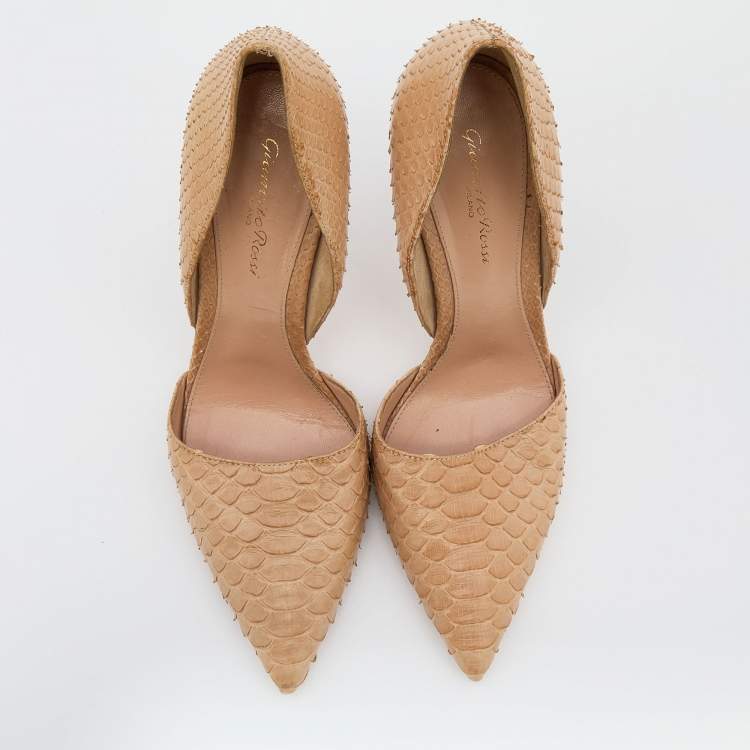 Pre Owned Gianvito Rossi Beige Python Leather Pointed Toe D'Orsay Pumps Size 39