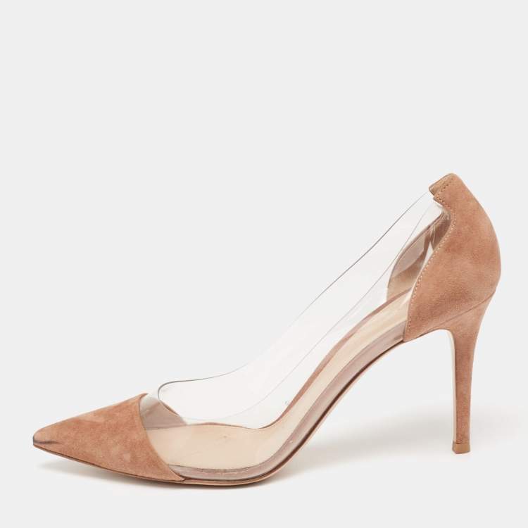 مملوكة مسبقًا Gianvito Rossi Beige Suede and PVC Plexi Pumps Size 40