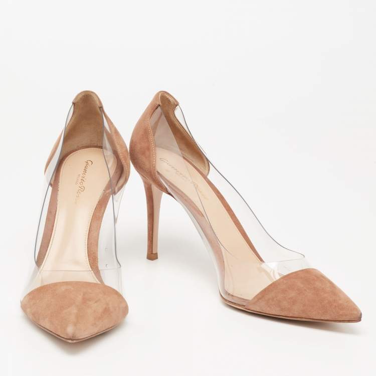 مملوكة مسبقًا Gianvito Rossi Beige Suede and PVC Plexi Pumps Size 40