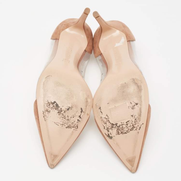 مملوكة مسبقًا Gianvito Rossi Beige Suede and PVC Plexi Pumps Size 40