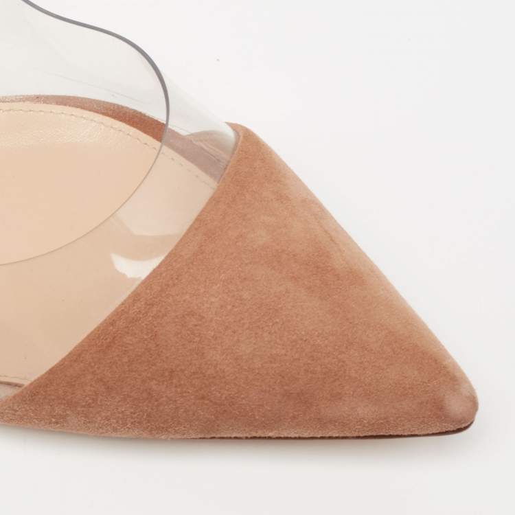 مملوكة مسبقًا Gianvito Rossi Beige Suede and PVC Plexi Pumps Size 40