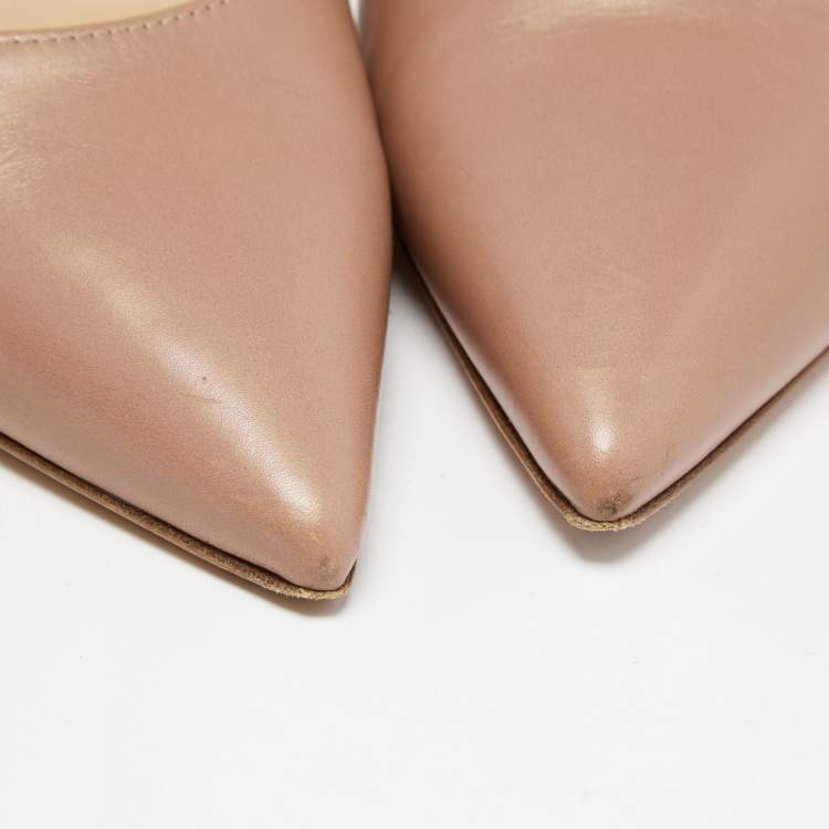 Pre Owned Gianvito Rossi Nude Leather Pointed Toe Pumps Size 39