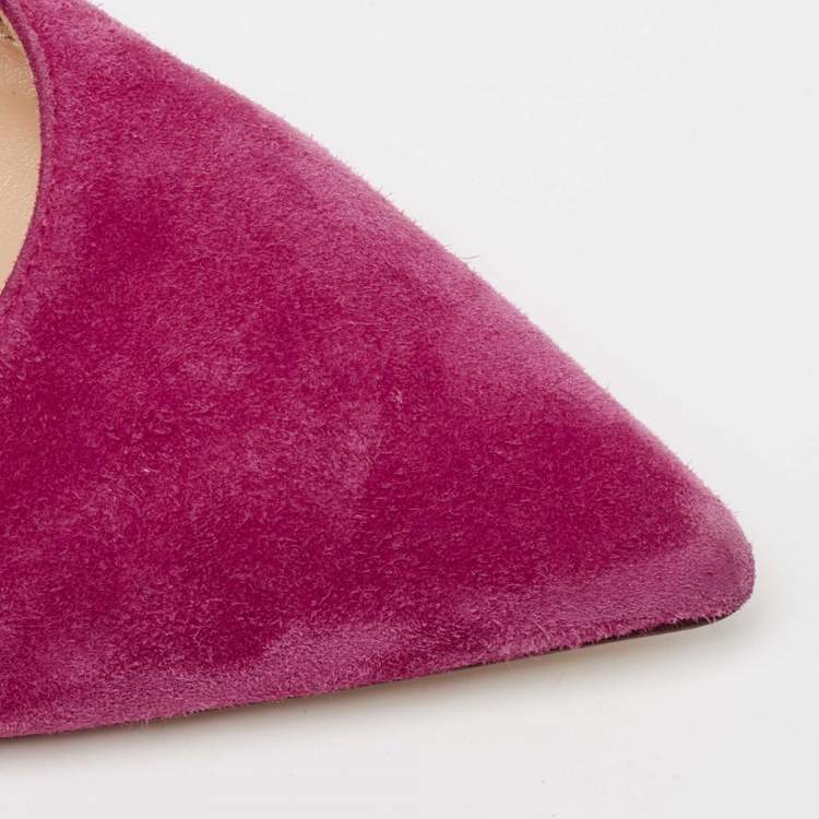 Pre Owned Gianvito Rossi Shocking Pink Suede Pointed-Toe Pumps Size 39.5