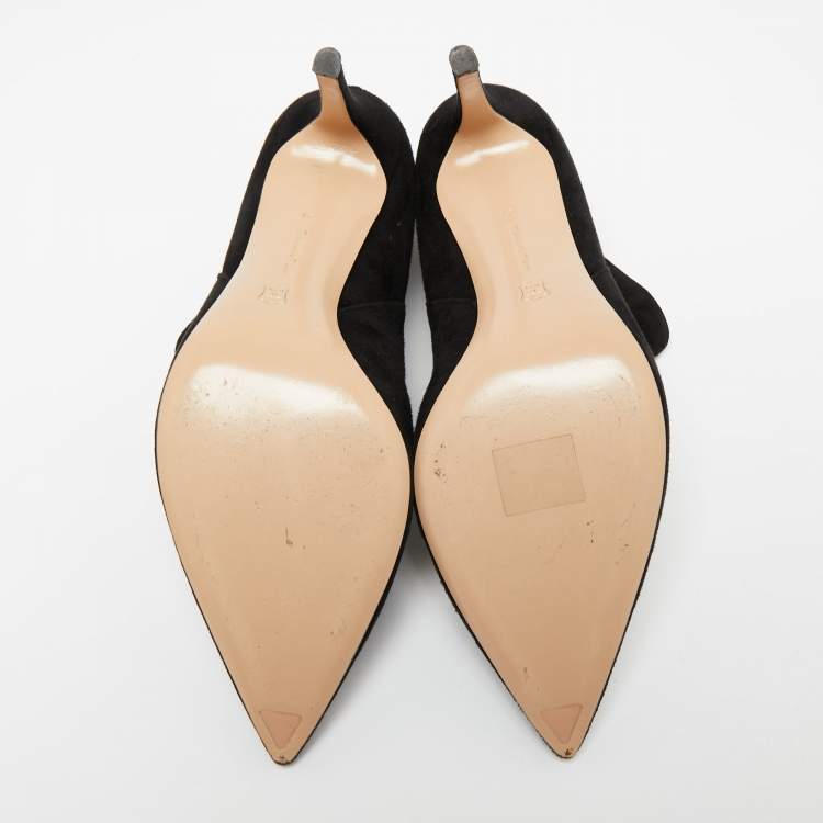 Pre Owned Gianvito Rossi Black Suede Kat Ankle Booties Size 41