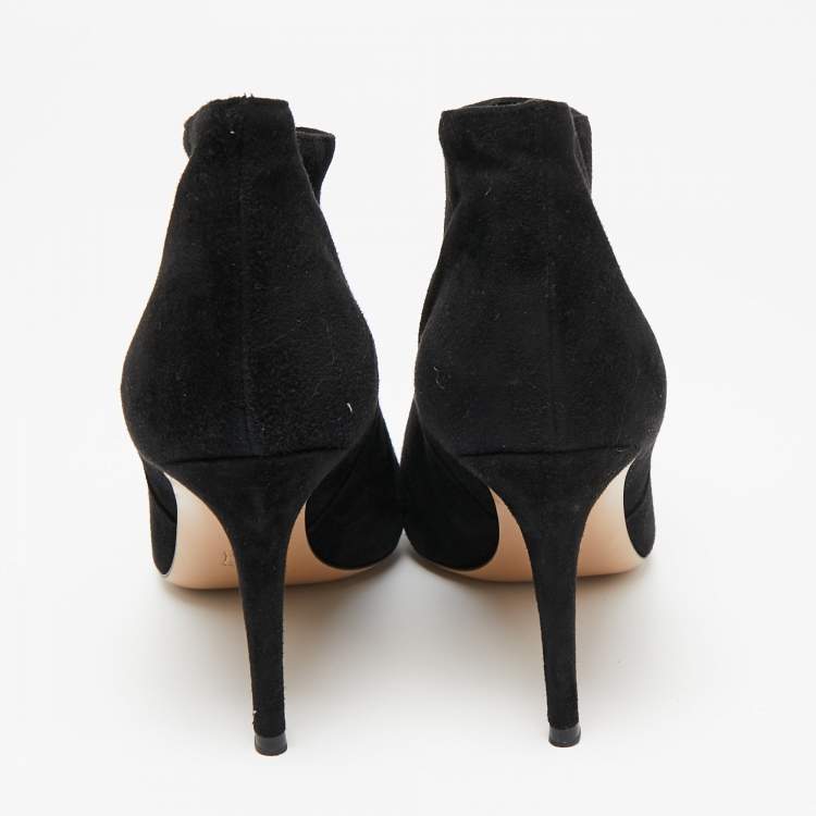 Pre Owned Gianvito Rossi Black Suede Kat Ankle Booties Size 41