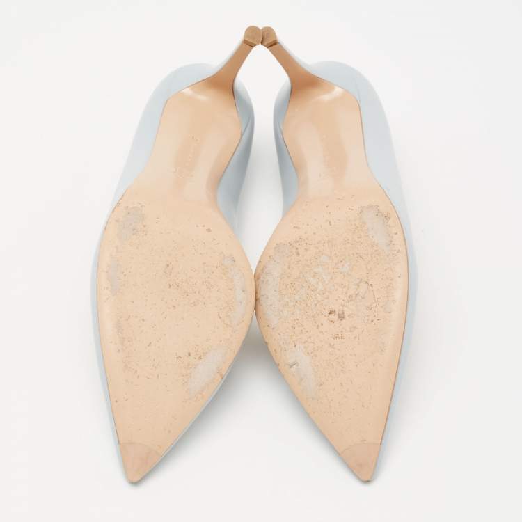 Pre Owned Gianvito Rossi Light Blue Leather Pointed-Toe Pumps Size 41