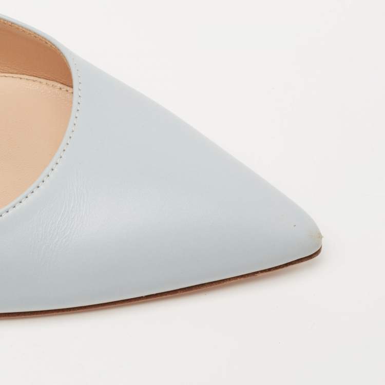 Pre Owned Gianvito Rossi Light Blue Leather Pointed-Toe Pumps Size 41