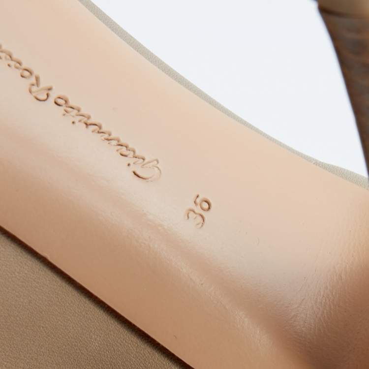 Pre Owned Gianvito Rossi Beige Leather Buckle Lace-Up Ankle Booties Size 36