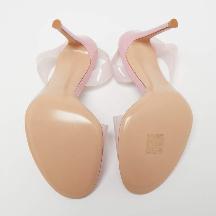 Pre Owned Gianvito Rossi Pink PVC Metropolis Slingback Sandals Size 38