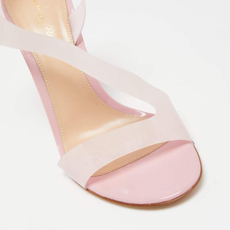 Pre Owned Gianvito Rossi Pink PVC Metropolis Slingback Sandals Size 38