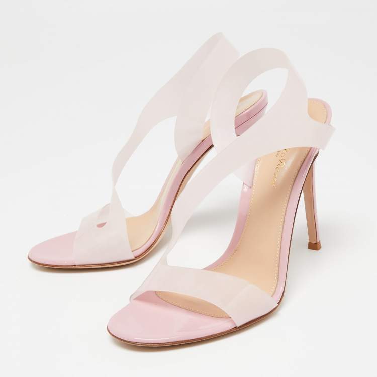 Pre Owned Gianvito Rossi Pink PVC Metropolis Slingback Sandals Size 38