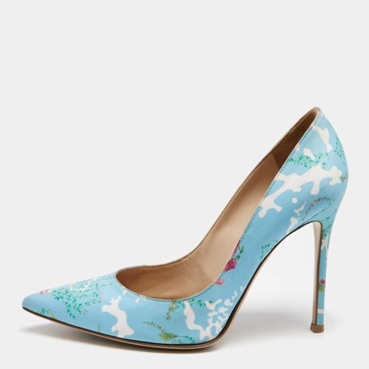 Pre Owned Gianvito Rossi Multicolor Floral Print Fabric Lisa Ponker Pumps Size 39