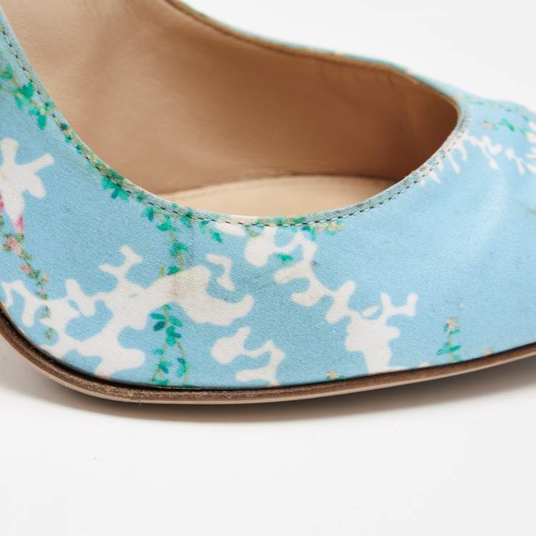 Pre Owned Gianvito Rossi Multicolor Floral Print Fabric Lisa Ponker Pumps Size 39