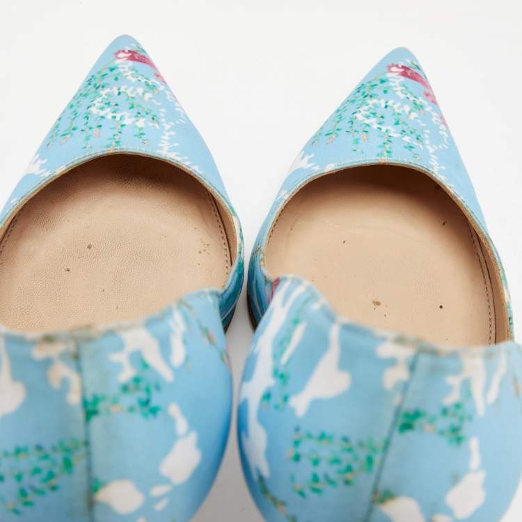 Pre Owned Gianvito Rossi Multicolor Floral Print Fabric Lisa Ponker Pumps Size 39