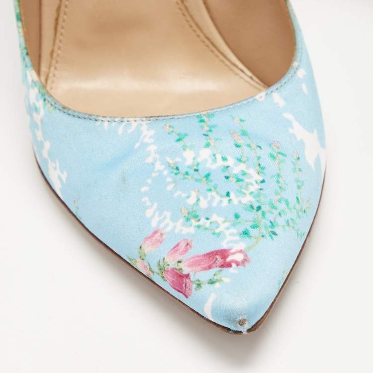 Pre Owned Gianvito Rossi Multicolor Floral Print Fabric Lisa Ponker Pumps Size 39