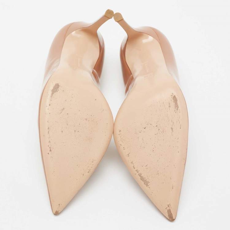 Pre Owned Gianvito Rossi Beige Patent Leather Ellipsis Pumps Size 40.5