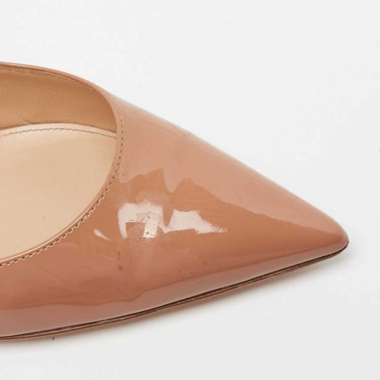 Pre Owned Gianvito Rossi Beige Patent Leather Ellipsis Pumps Size 40.5