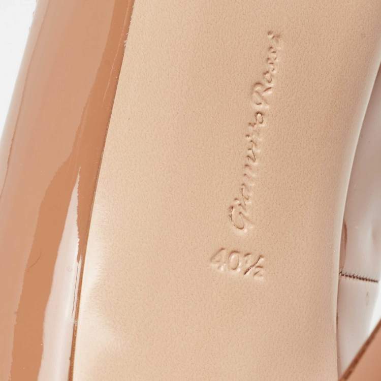 Pre Owned Gianvito Rossi Beige Patent Leather Ellipsis Pumps Size 40.5