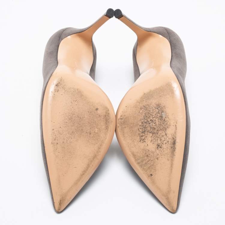 Pre Owned Gianvito Rossi Grey Suede Pointed Toe Pumps Size 40