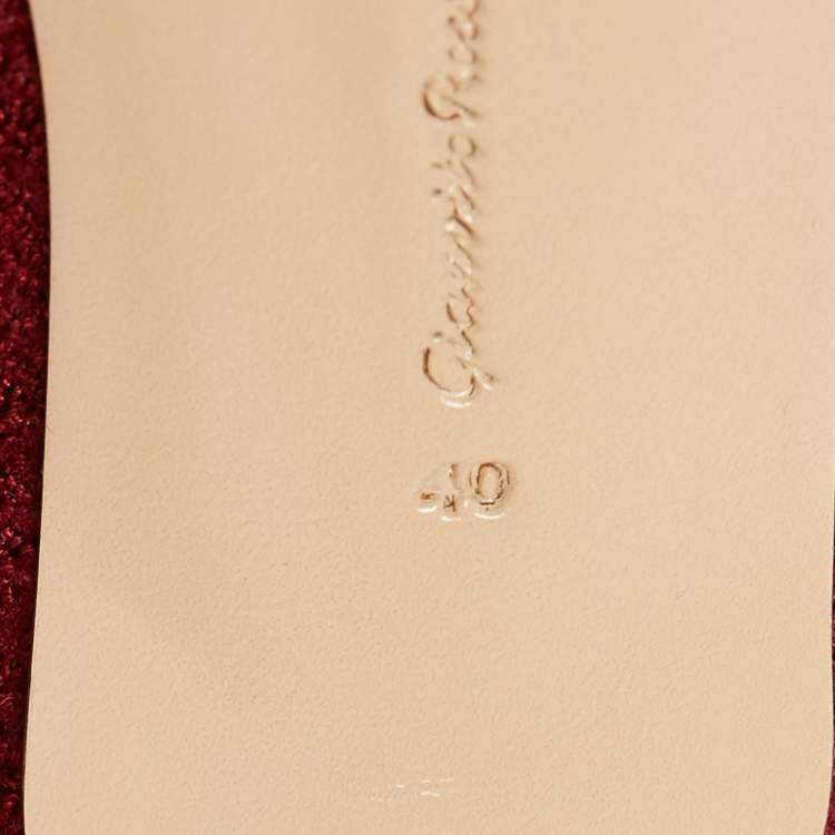 Pre Owned Gianvito Rossi Red Knit Fabric Sock Ankle Boots Size 40