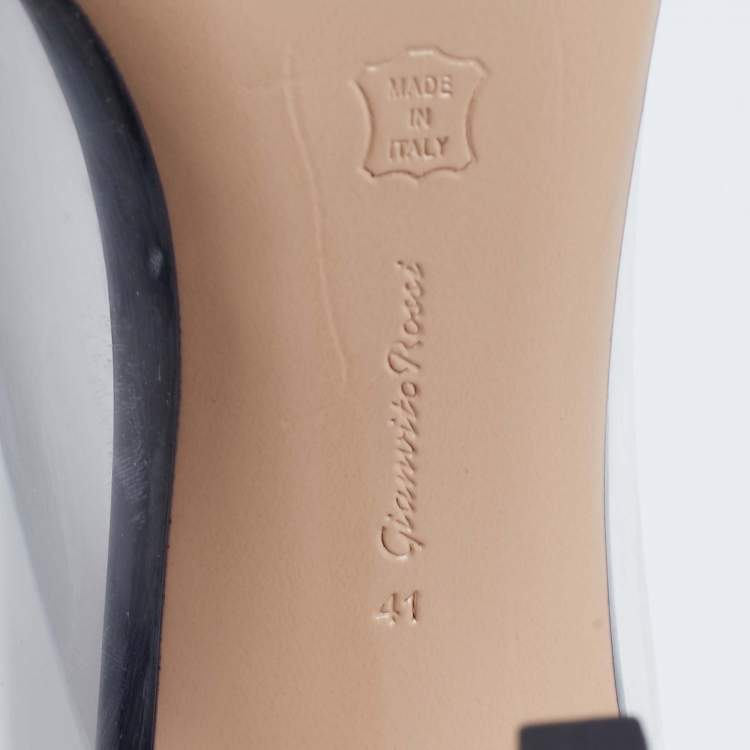 Pre Owned Gianvito Rossi Black/White Patent  Leather and PVC Plexi Pumps Size 41