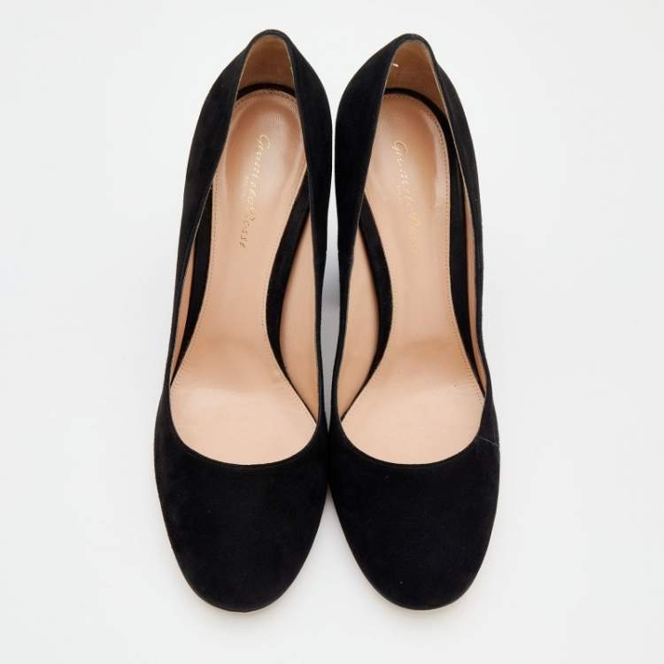 Pre Owned Gianvito Rossi Black Suede Piper Block Heel Pumps Size 41