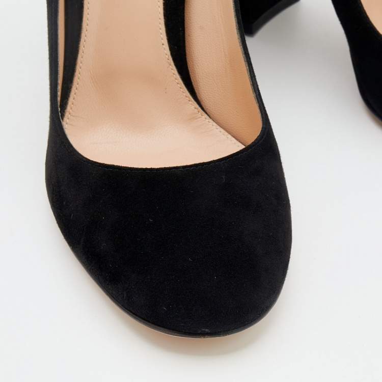 Pre Owned Gianvito Rossi Black Suede Piper Block Heel Pumps Size 41