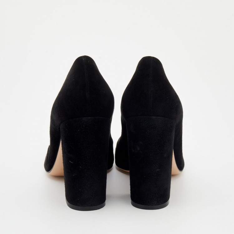 Pre Owned Gianvito Rossi Black Suede Piper Block Heel Pumps Size 41