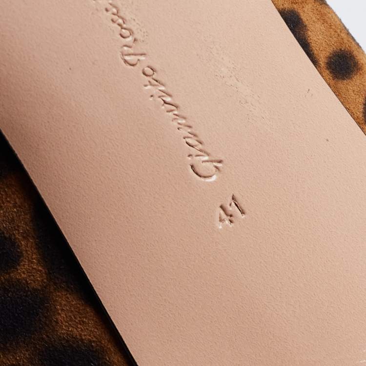 Pre Owned Gianvito Rossi Brown/Black Leopard Print Suede Pointed-Toe Pumps Size 41