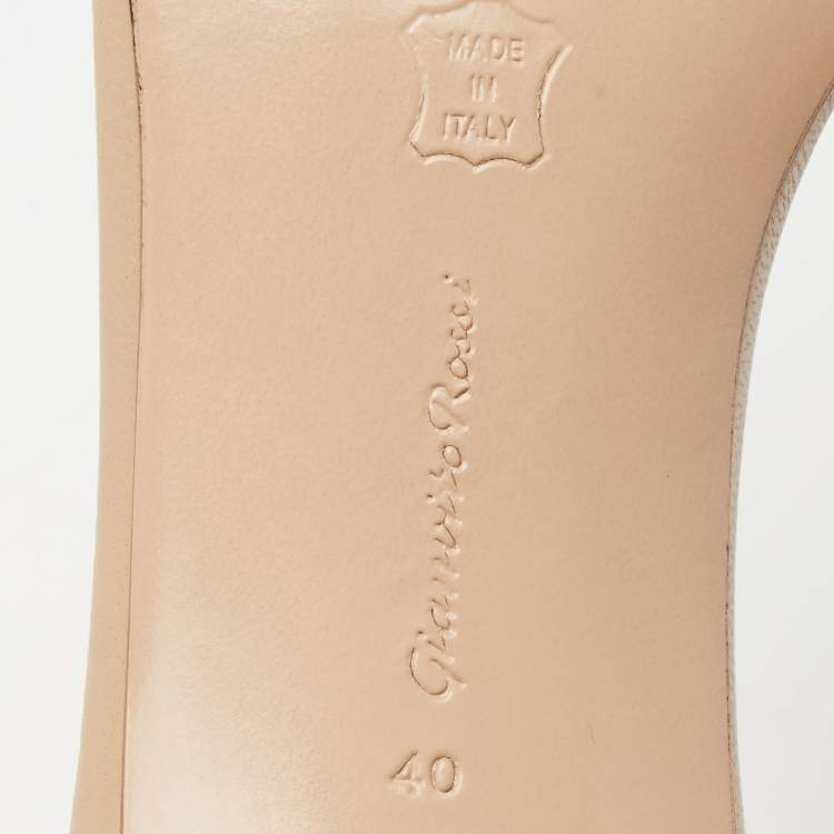 Pre Owned Gianvito Rossi Beige Leather Bijoux Slide Sandals Size 40