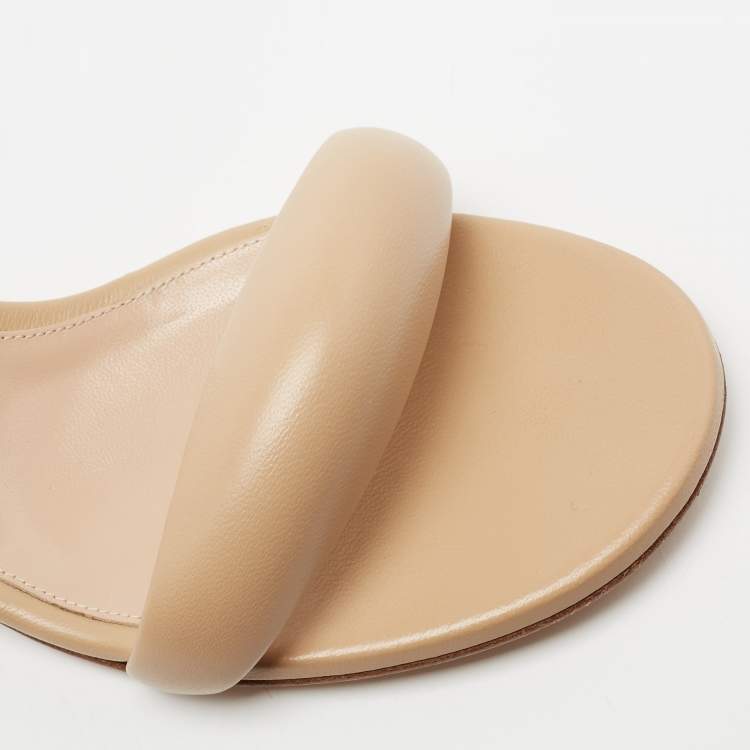 Pre Owned Gianvito Rossi Beige Leather Bijoux Slide Sandals Size 40