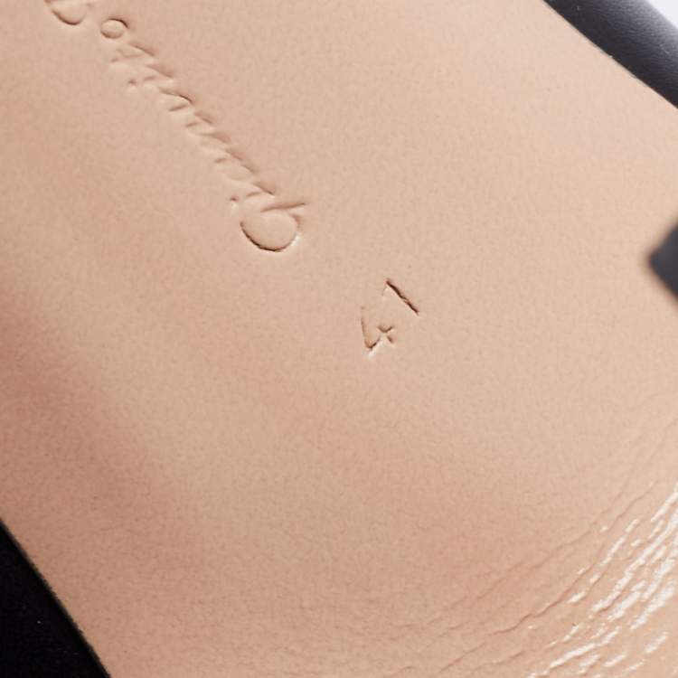 Pre Owned Gianvito Rossi Black Leather Vamp Peep Toe Booties Size 41