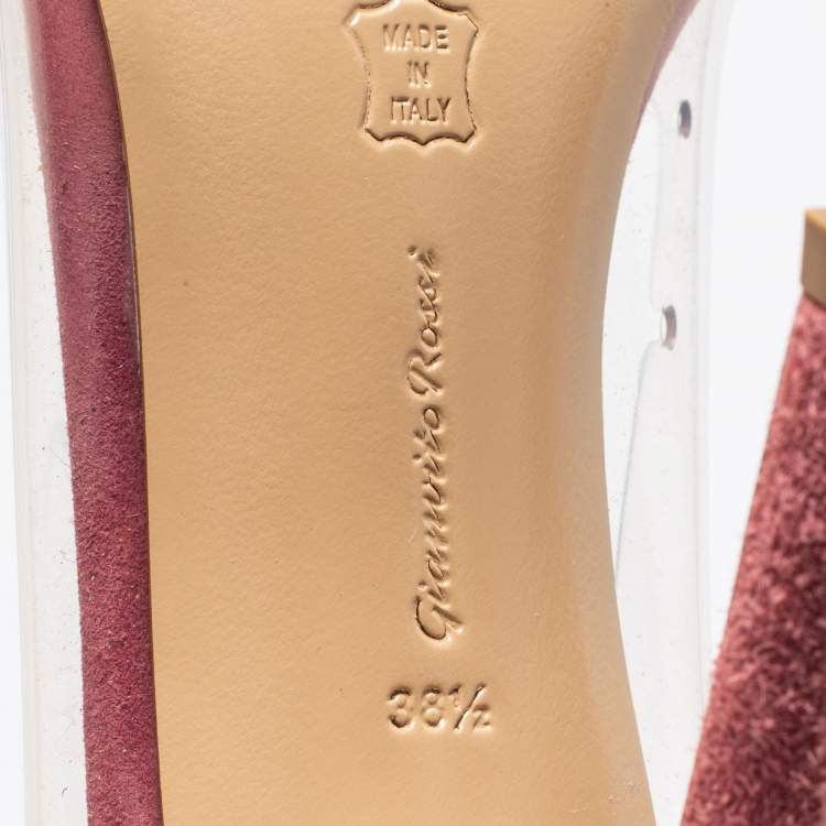 Pre Owned Gianvito Rossi Pink Suede and PVC Plexi Pumps Size 38.5