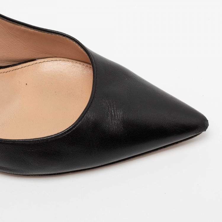 Pre Owned Gianvito Rossi Black Leather Pointed-Toe Pumps Size 37