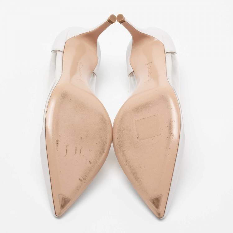 Pre Owned Gianvito Rossi White Leather and PVC Plexi Pumps Size 38.5