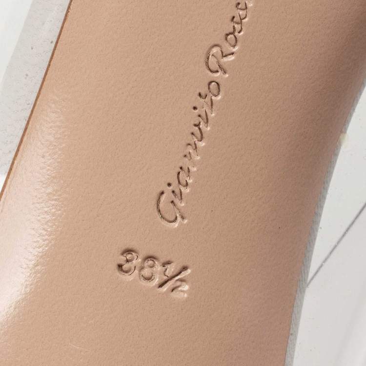 Pre Owned Gianvito Rossi White Leather and PVC Plexi Pumps Size 38.5