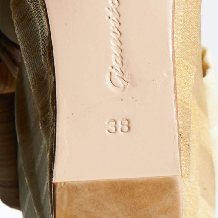 Pre Owned Gianvito Rossi Multicolor Fabric Strappy Ankle Wrap Platform Wedge Sandals Size 38