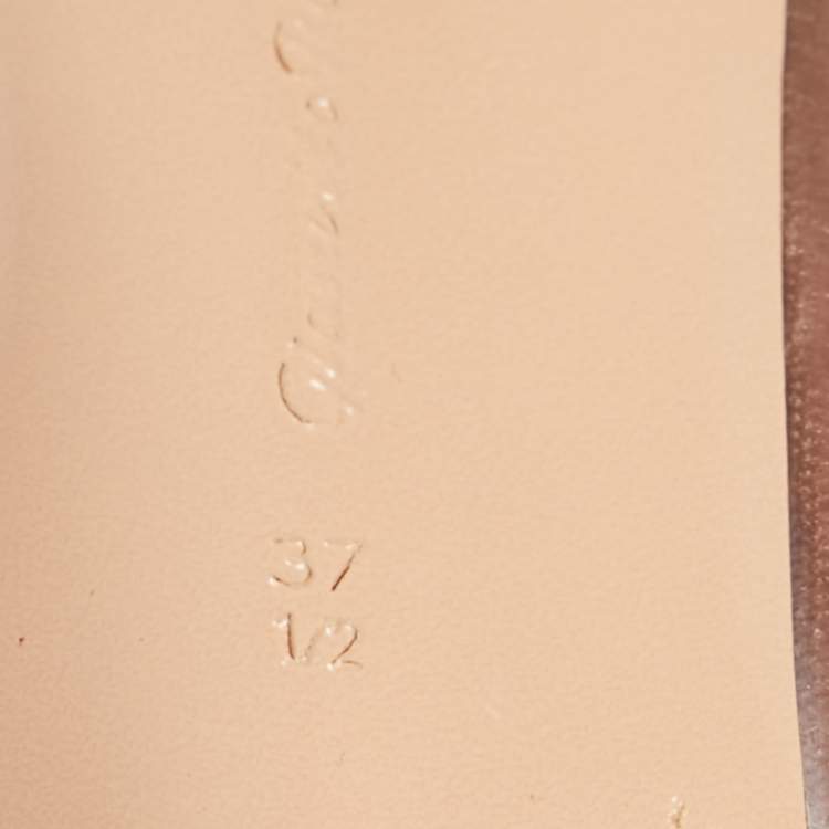 Pre Owned Gianvito Rossi Beige/Transparent Velvet And PVC Plexi Pointed Toe Pumps Size 37.5