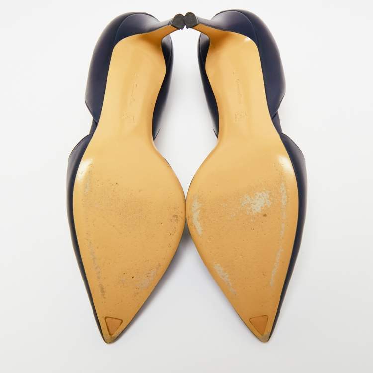 Pre Owned Gianvito Rossi Midnight Blue Leather D'orsay Pumps Size 41