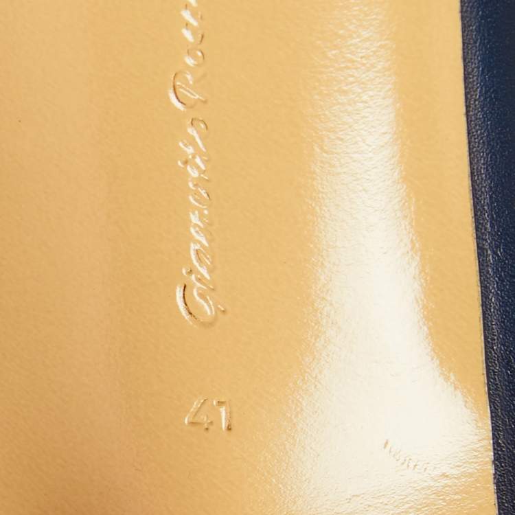 Pre Owned Gianvito Rossi Midnight Blue Leather D'orsay Pumps Size 41