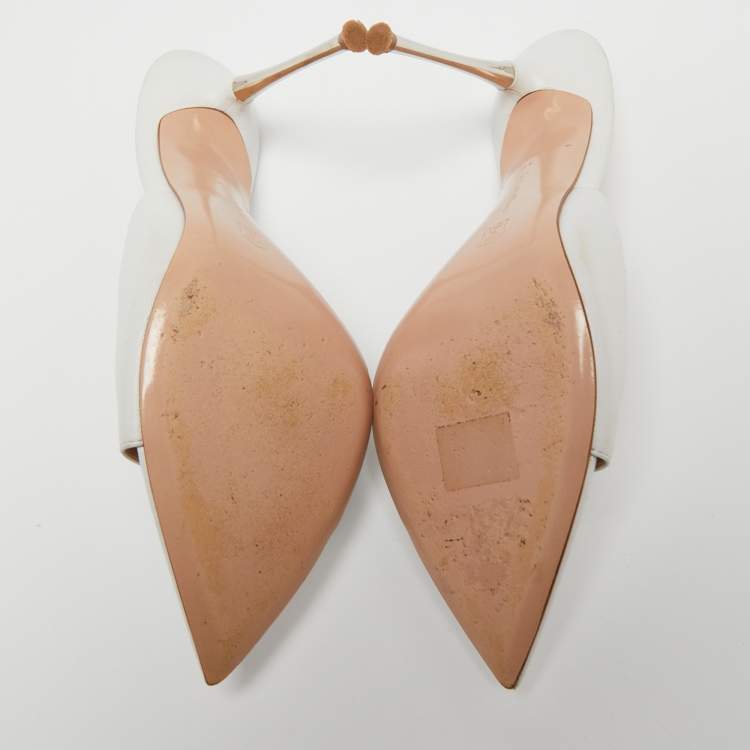 مملوكة مسبقًا Gianvito Rossi White Leather Elle Slide Sandals Sandals Size 38