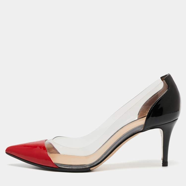 مملوكة مسبقًا Gianvito Rossi Black/Red Patent Leather and PVC Plexi Pumps Size 38.5