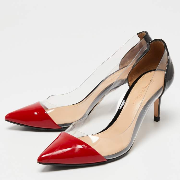مملوكة مسبقًا Gianvito Rossi Black/Red Patent Leather and PVC Plexi Pumps Size 38.5